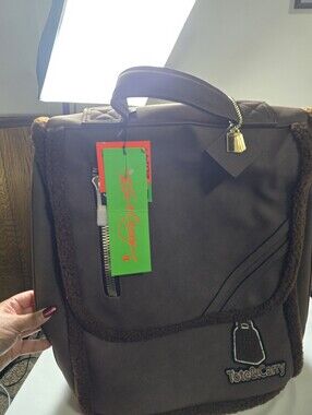 Tote & Carry Brown Men’s Backpack with Plush Trim
